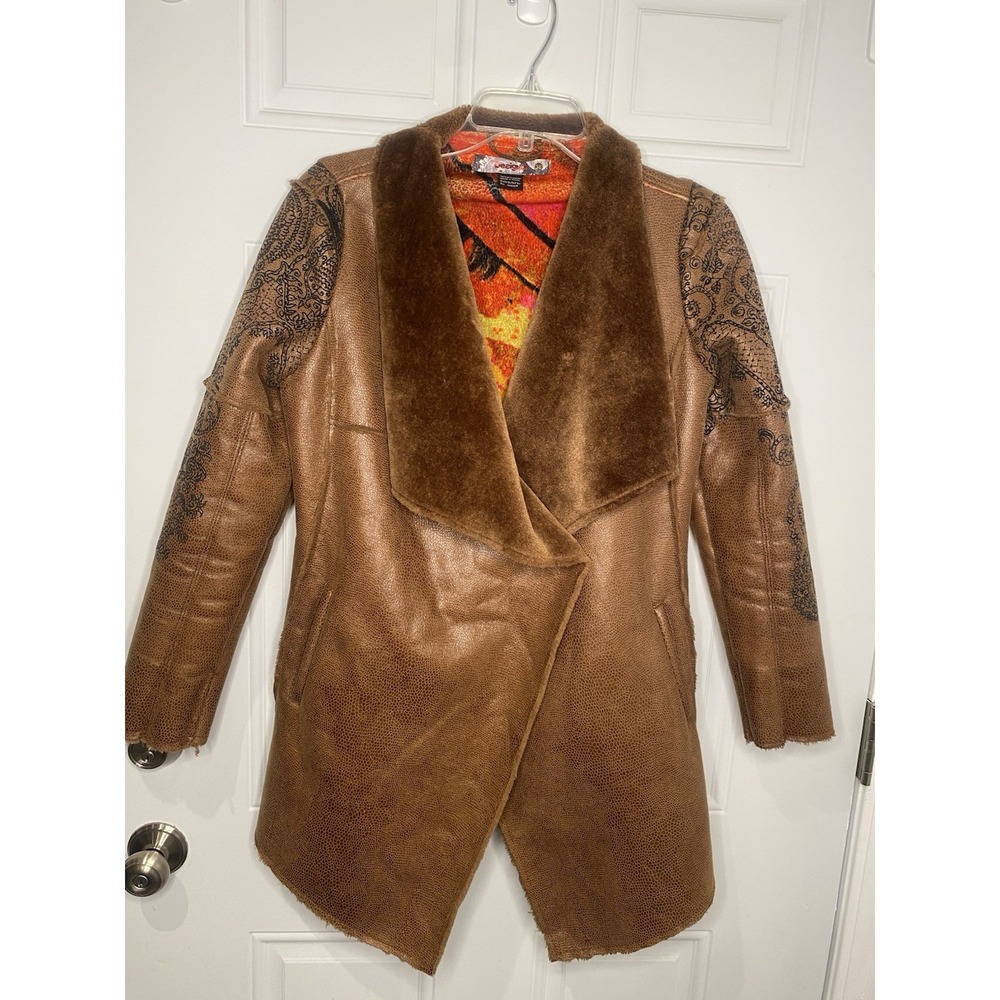 Desigual Women's Size 38 Medium M Brown Coat / Jacket Spanish Designer